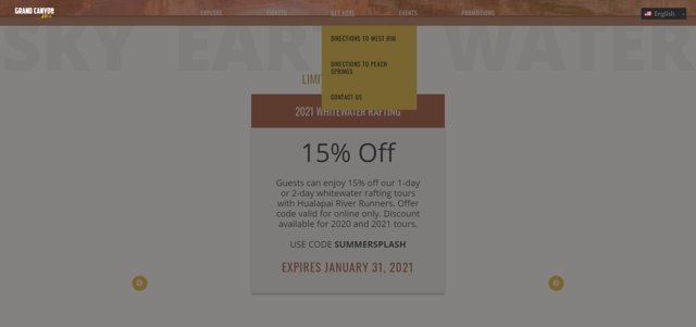 Grand Canyon West checkout page showing Grand Canyon West promo code box | Screenshot taken by SimplyCodes community member on Jan 18, 2021