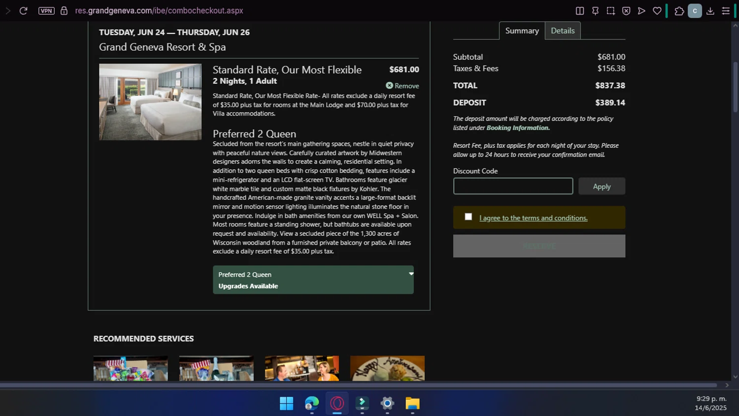 Grand Geneva Resort & Spa promo code screenshot showing code summer22 applied at Grand Geneva Resort & Spa checkout page. Uploaded by SimplyCodes community member chepipi on Jun 15, 2025