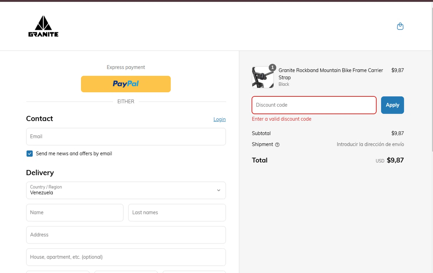 Granite promo code screenshot showing code LUCK10 applied at Granite checkout page. Uploaded by SimplyCodes community member DiscountEagle6247 on Mar 19, 2025