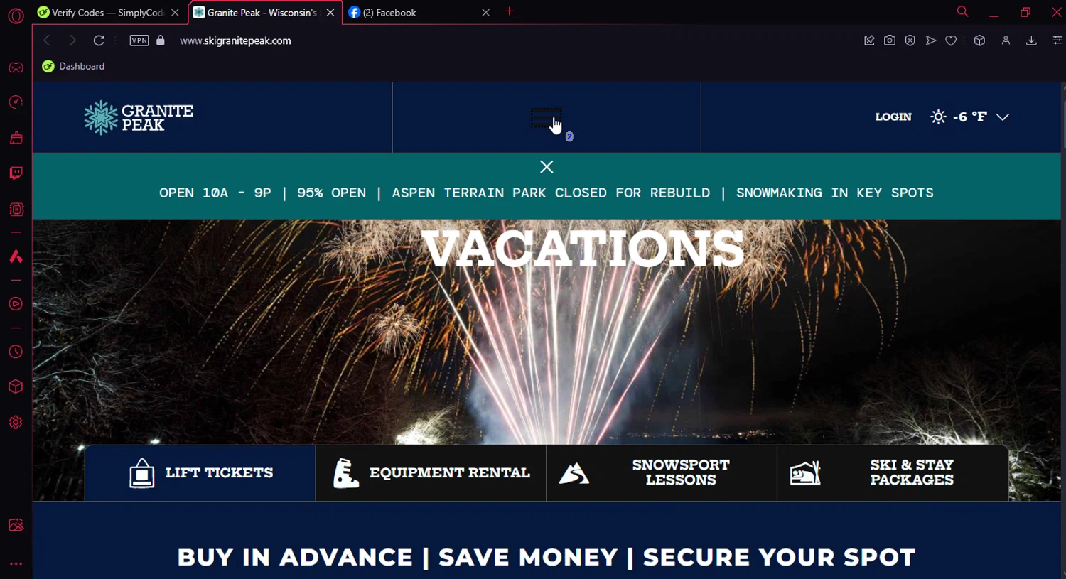 Granite Peak Ski Resort checkout page showing Granite Peak Ski Resort promo code box | Screenshot taken by SimplyCodes community member on Jan 13, 2025