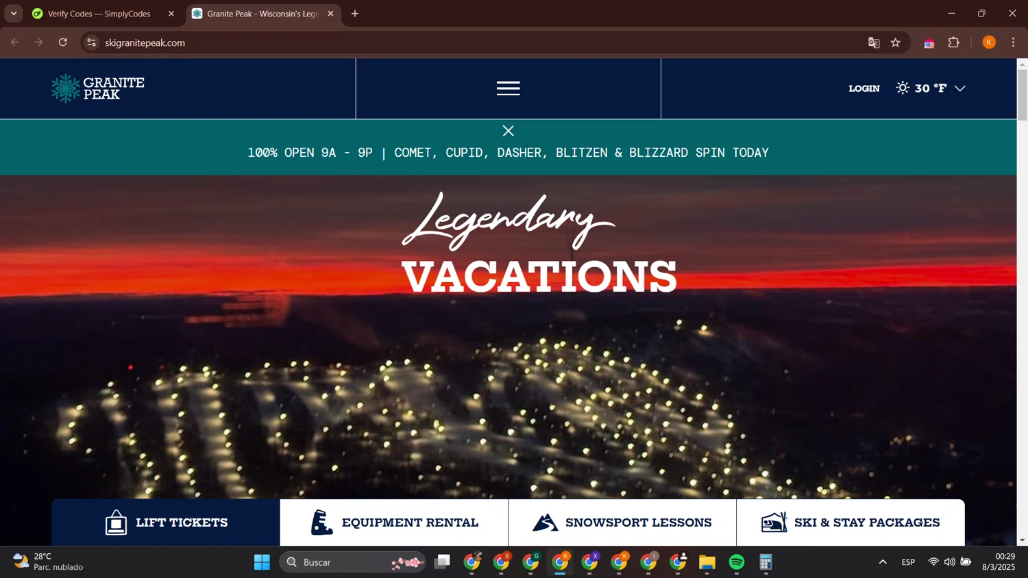 Granite Peak Ski Resort promo code screenshot showing code BLACKFRIDAY applied at Granite Peak Ski Resort checkout page. Uploaded by SimplyCodes community member BonusCurator3058 on Mar 8, 2025