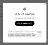 WAVES coupon verification screenshot