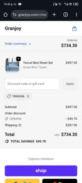 10HUHA coupon verification screenshot