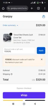 FERERE coupon verification screenshot