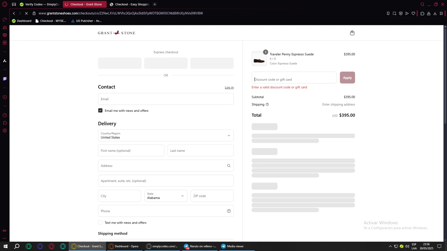 Grant Stone discount code screenshot showing code $100discount applied at Grant Stone checkout page. Uploaded by SimplyCodes community member lilfeli on May 30, 2025