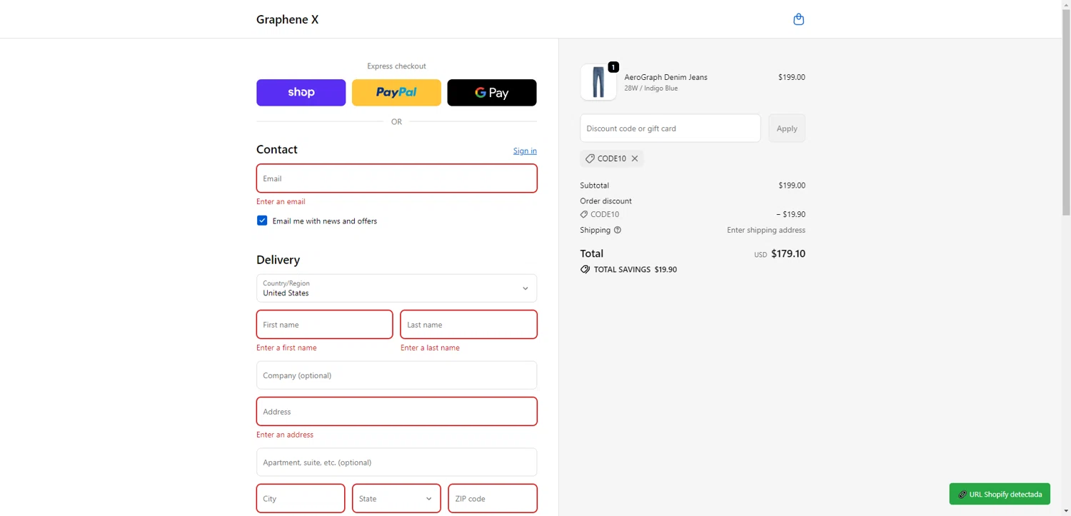 Graphene-X promo code screenshot showing code CODE10 applied at Graphene-X checkout page. Uploaded by SimplyCodes community member SwiftCurator4059 on Dec 5, 2025
