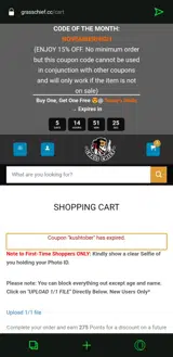 Grass Chief coupon verification screenshot