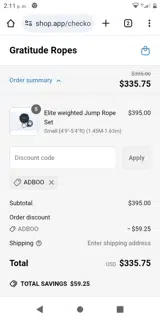 ADBOO coupon verification screenshot