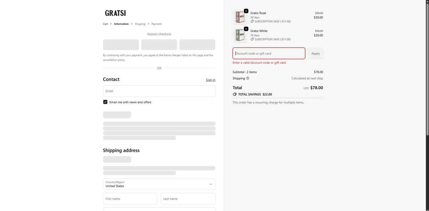Gratsi discount code screenshot showing code MAMABEAR applied at Gratsi checkout page. Uploaded by SimplyCodes community member Carlosramirez09 on Jan 3, 2026