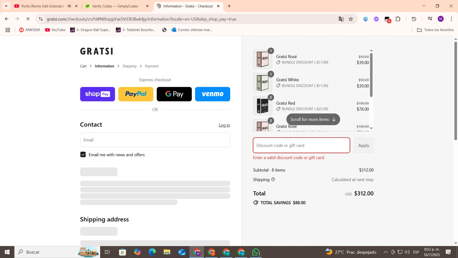Gratsi discount code screenshot showing code Bundle&Saveupto22% applied at Gratsi checkout page. Uploaded by SimplyCodes community member cod_gakpo on Jul 17, 2025