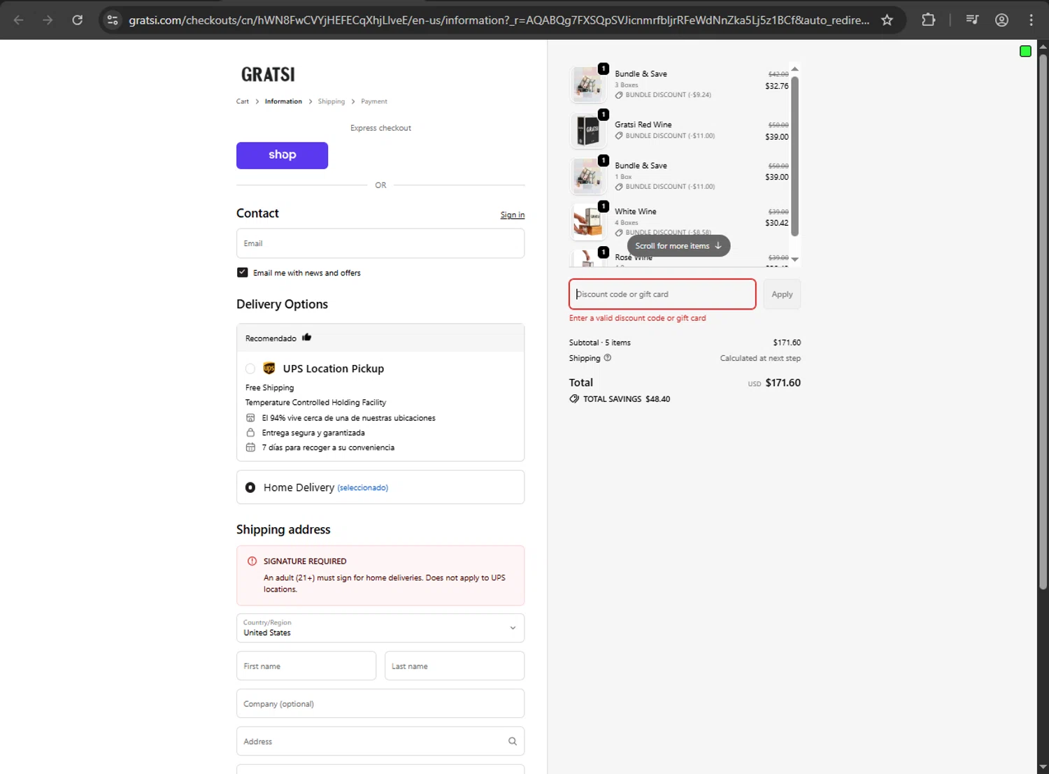 Gratsi promo code screenshot showing code Bundle&Saveupto22% applied at Gratsi checkout page. Uploaded by SimplyCodes community member zzzzzzza on Jan 31, 2026