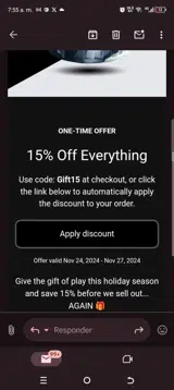 Gift15 coupon verification screenshot