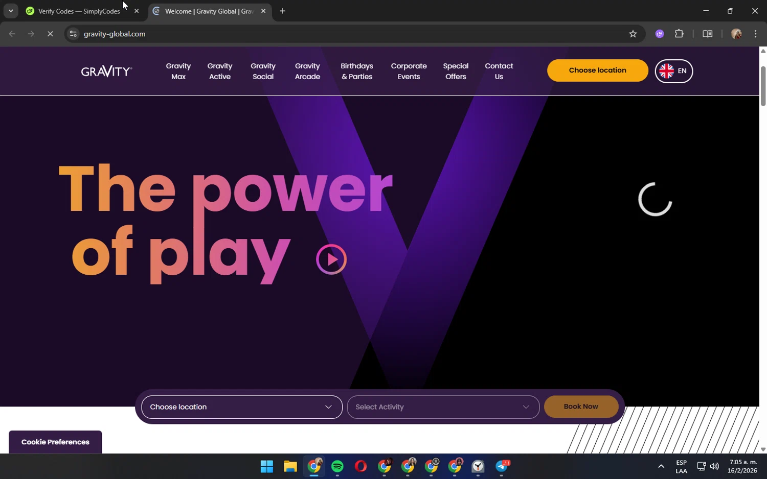 Gravity Global promo code screenshot showing code GRAVPARTY10 applied at Gravity Global checkout page. Uploaded by SimplyCodes community member JennaOrtega on Feb 16, 2026