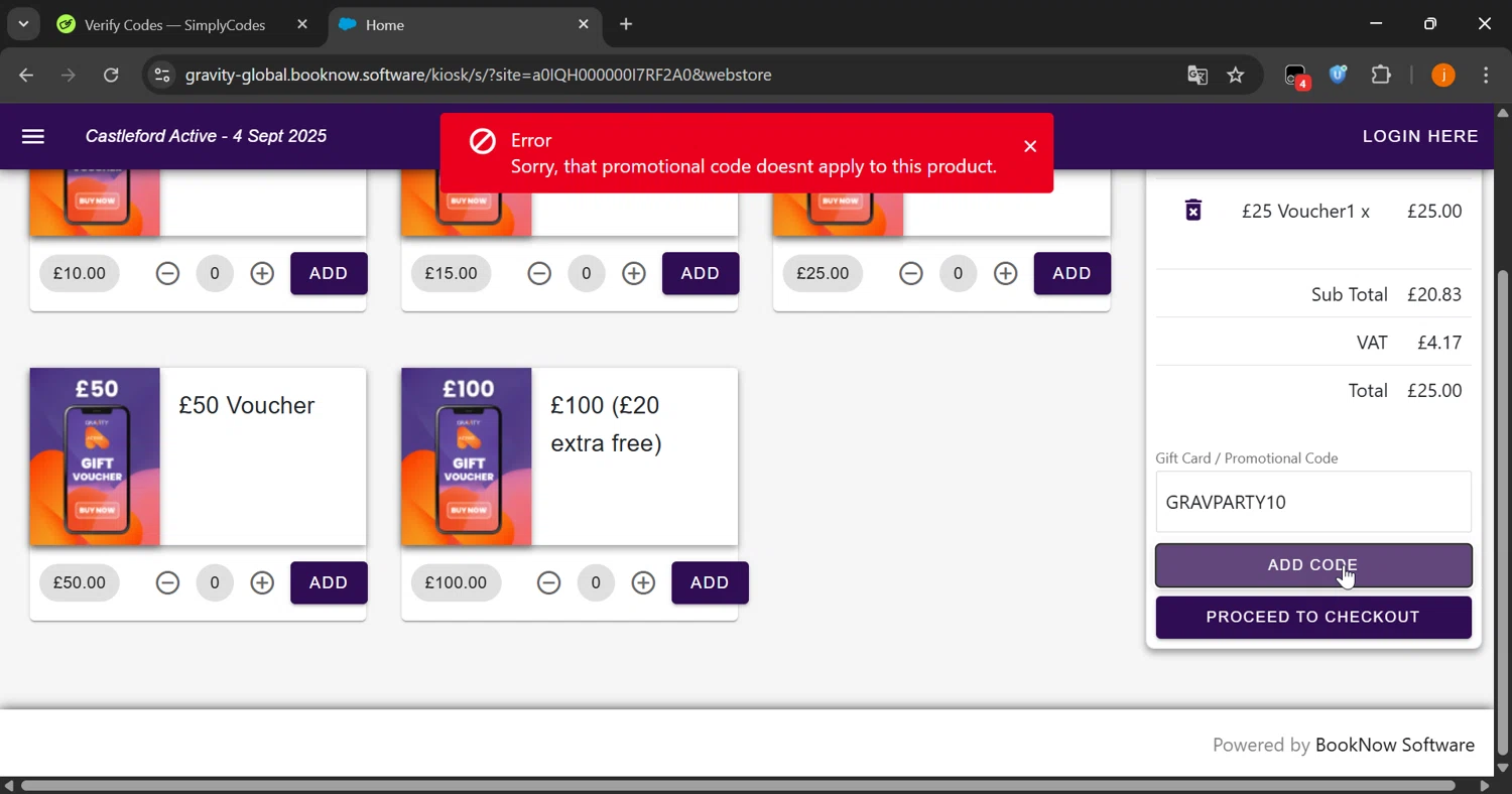 Gravity Global checkout page showing Gravity Global promo code box | Screenshot taken by SimplyCodes community member on Sep 4, 2025