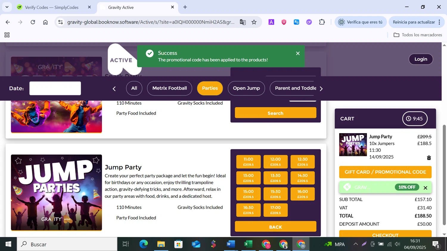 Gravity Global checkout page showing Gravity Global promo code box | Screenshot taken by SimplyCodes community member on Sep 4, 2025