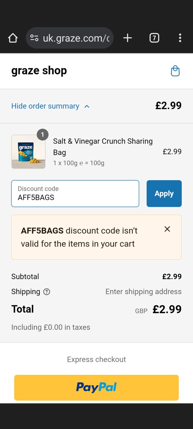 Graze checkout page showing Graze discount code box | Screenshot taken by SimplyCodes community member on Jun 14, 2024