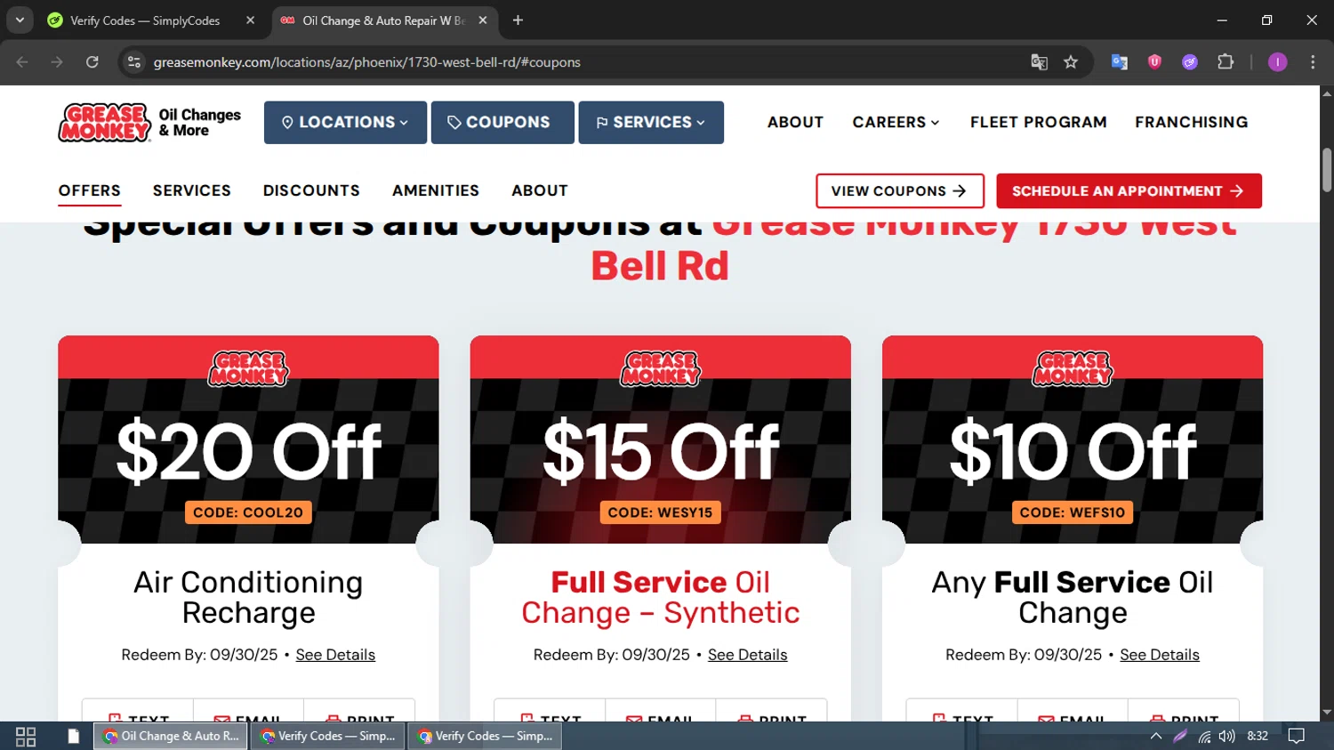 Grease Monkey Auto promo code screenshot showing code WESY15 applied at Grease Monkey Auto checkout page. Uploaded by SimplyCodes community member LuckyFalcon7333 on Sep 16, 2025