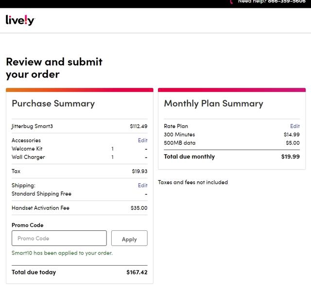 Lively.com checkout page showing Lively.com discount code box | Screenshot taken by SimplyCodes community member on Dec 17, 2021