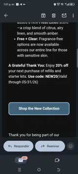 NEW20 coupon verification screenshot