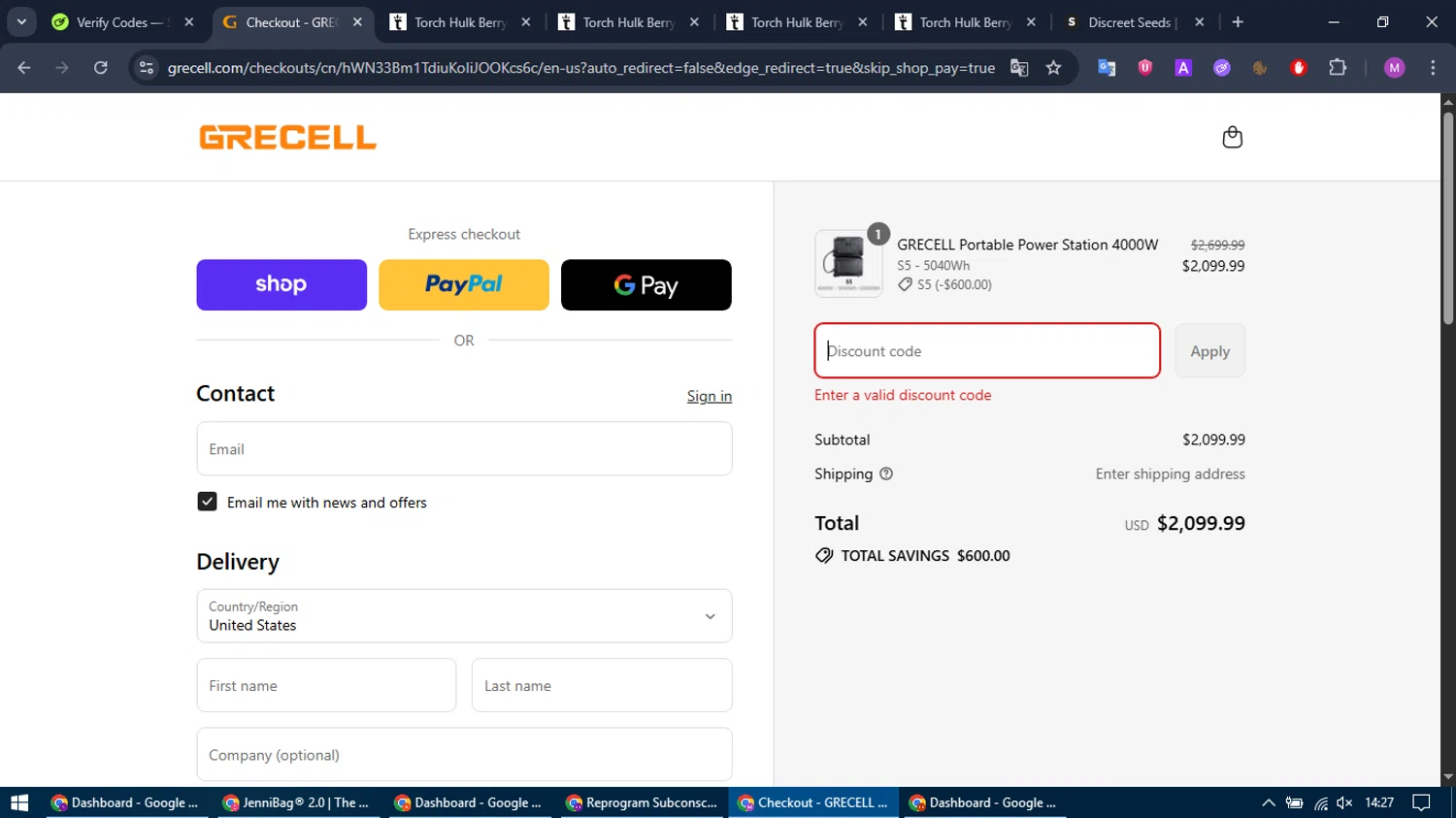 GRECELL discount code screenshot showing code S5 applied at GRECELL checkout page. Uploaded by SimplyCodes community member MightyTracker1549 on Sep 16, 2025
