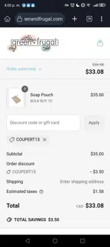 COUPERT15 coupon verification screenshot