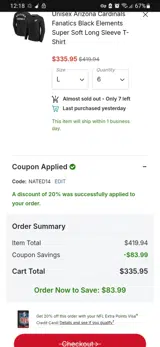 NATED14 coupon verification screenshot