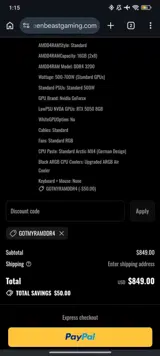 GOTMYRAMDDR4 coupon verification screenshot