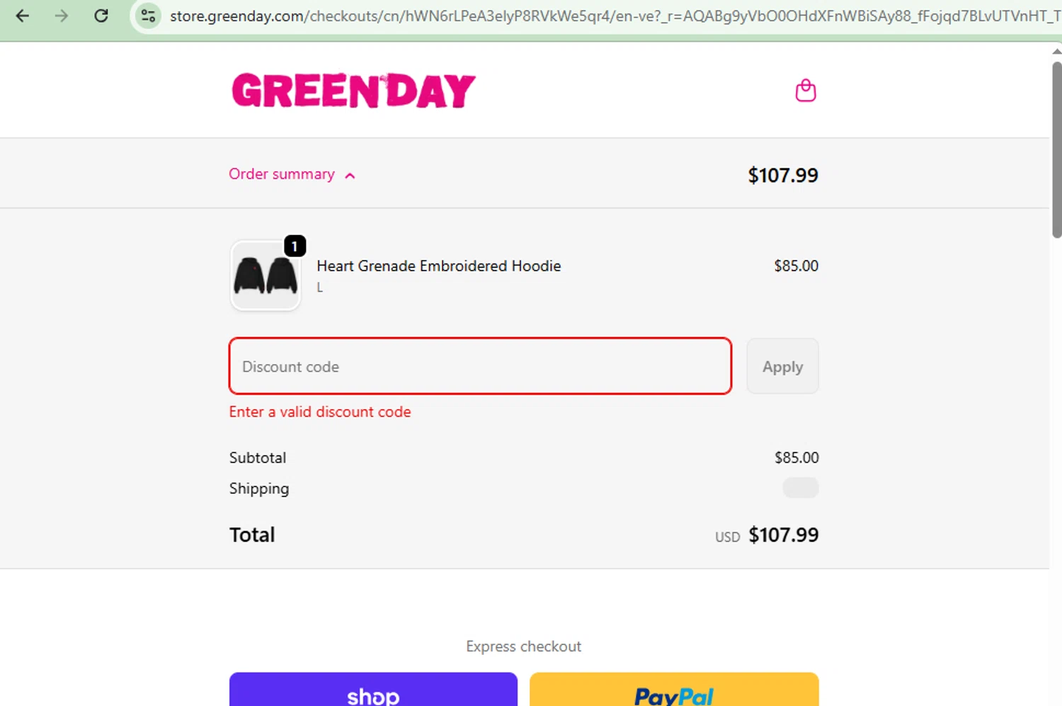 Green Day discount code screenshot showing code bfgift applied at Green Day checkout page. Uploaded by SimplyCodes community member CoinOwl9375 on Dec 26, 2025