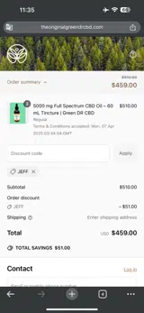 JEFF coupon verification screenshot