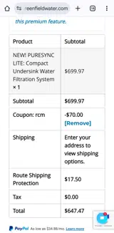 RCM coupon verification screenshot