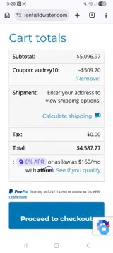 Audrey10 coupon verification screenshot