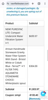 SIMPL coupon verification screenshot
