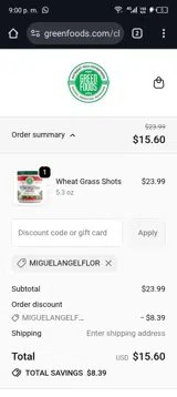 MIGUELANGELFLOR coupon verification screenshot
