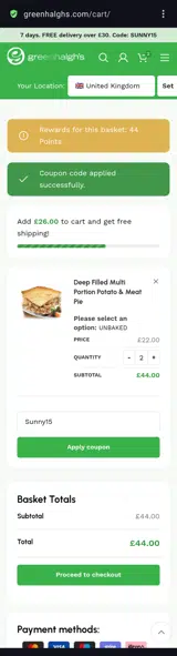 Sunny15 coupon verification screenshot