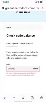 Green Health Docs coupon verification screenshot