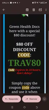 Green Health Docs coupon verification screenshot