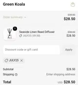 Green Koala coupon verification screenshot