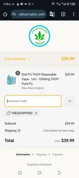 The Green Leaf Cannabis coupon verification screenshot