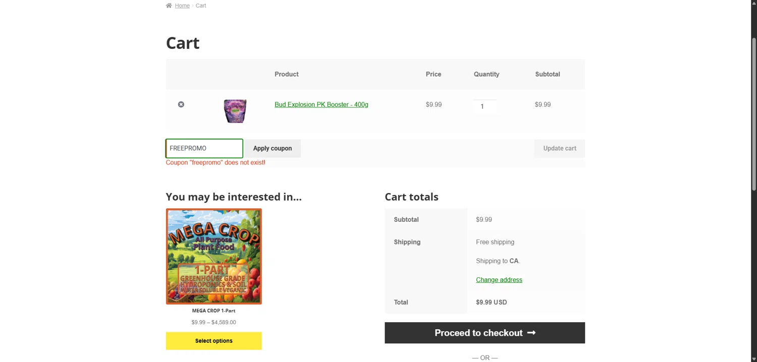 Greenleaf Nutrients promo code screenshot showing code FREEPROMO applied at Greenleaf Nutrients checkout page. Uploaded by SimplyCodes community member QuestKnight7206 on Apr 10, 2026