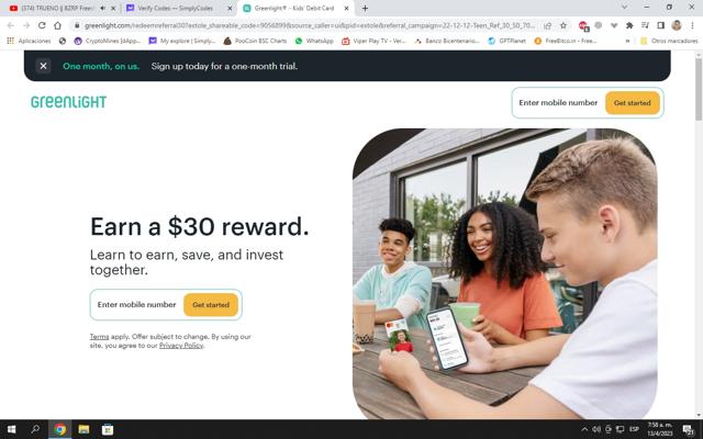 Greenlight checkout page showing Greenlight promo code box | Screenshot taken by SimplyCodes community member on Apr 13, 2023
