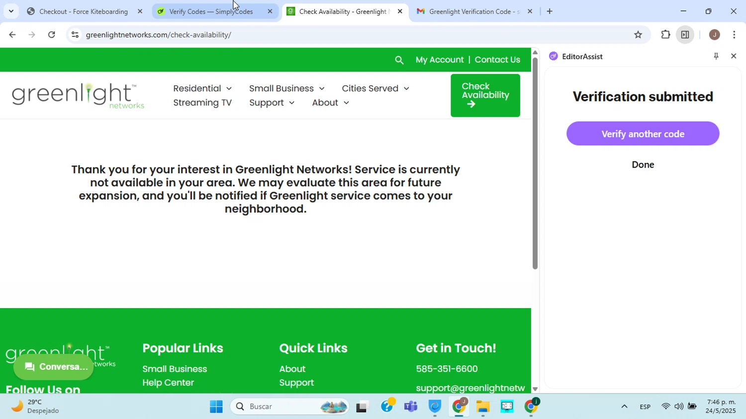 Greenlight Networks promo code screenshot showing code EARTHDAY25 applied at Greenlight Networks checkout page. Uploaded by SimplyCodes community member ABHF23 on May 24, 2025