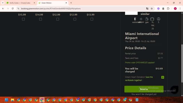 GreenMotion checkout page showing GreenMotion promo code box | Screenshot taken by SimplyCodes community member on Jul 18, 2025