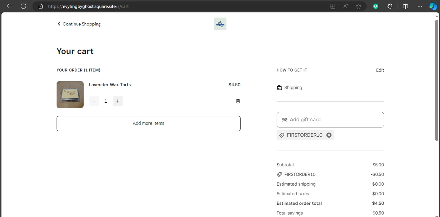 Green Space checkout page showing Green Space promo code box | Screenshot taken by SimplyCodes community member on Feb 21, 2024