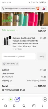 JUST4U10 coupon verification screenshot