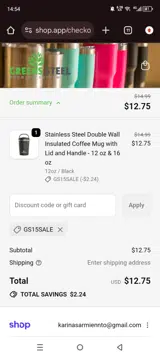 GS15SALE coupon verification screenshot