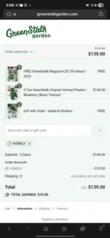 Homely coupon verification screenshot