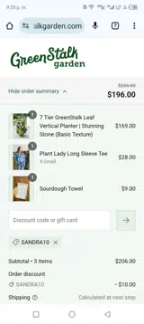 Sandra10 coupon verification screenshot
