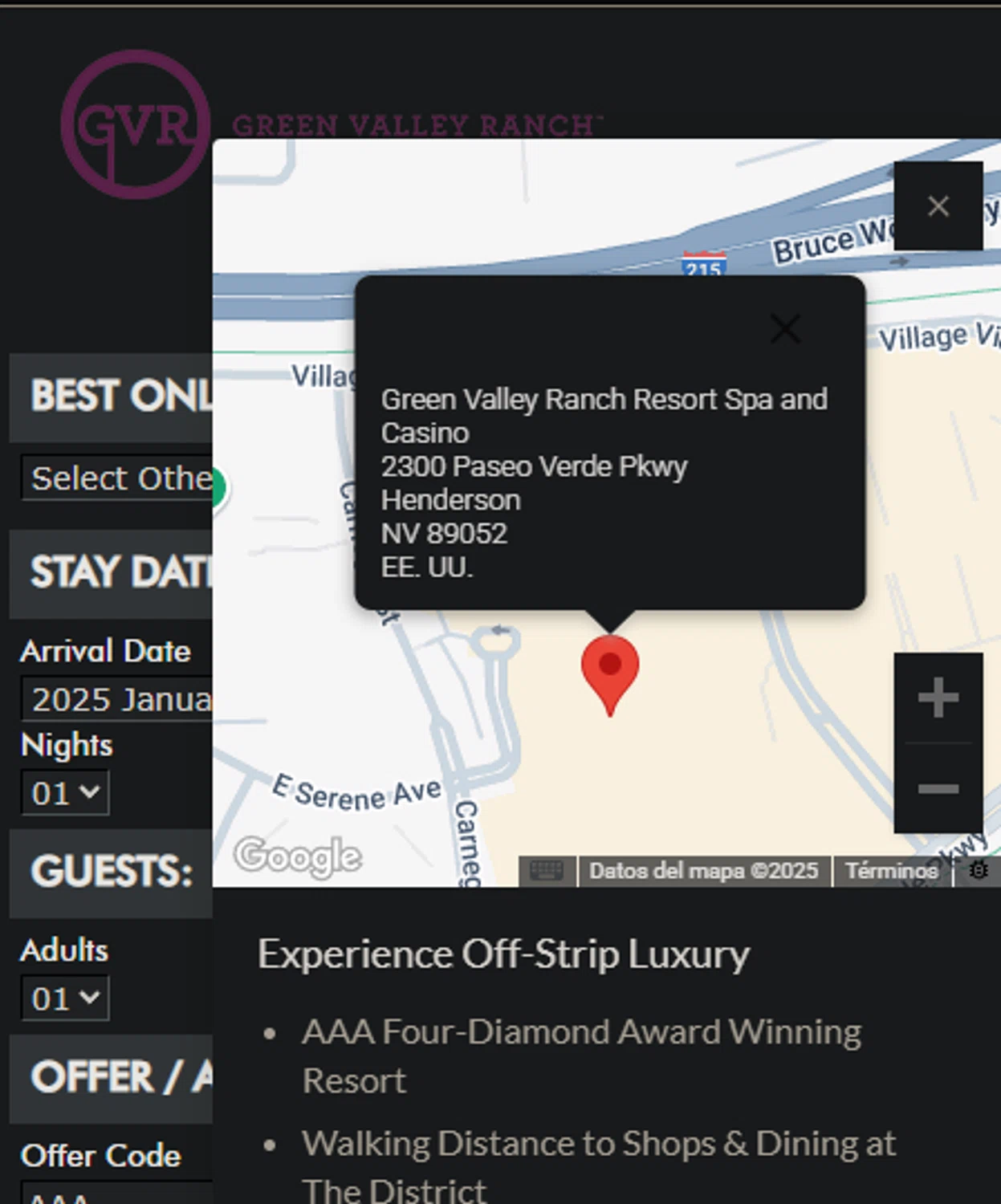 Green Valley Ranch promo code screenshot showing code AAA applied at Green Valley Ranch checkout page. Uploaded by SimplyCodes community member jaimitoalcachofa on Jan 25, 2025