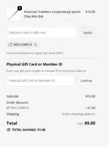 WELCOME10 coupon verification screenshot