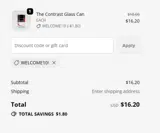 WELCOME10! coupon verification screenshot